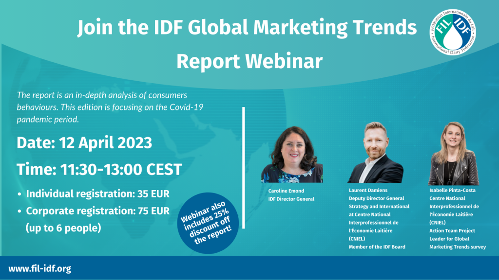 Membres de l'IFAJ : Rejoignez le webinaire de la Fédération internationale de laiterie sur les tendances mondiales en matière de marketing.